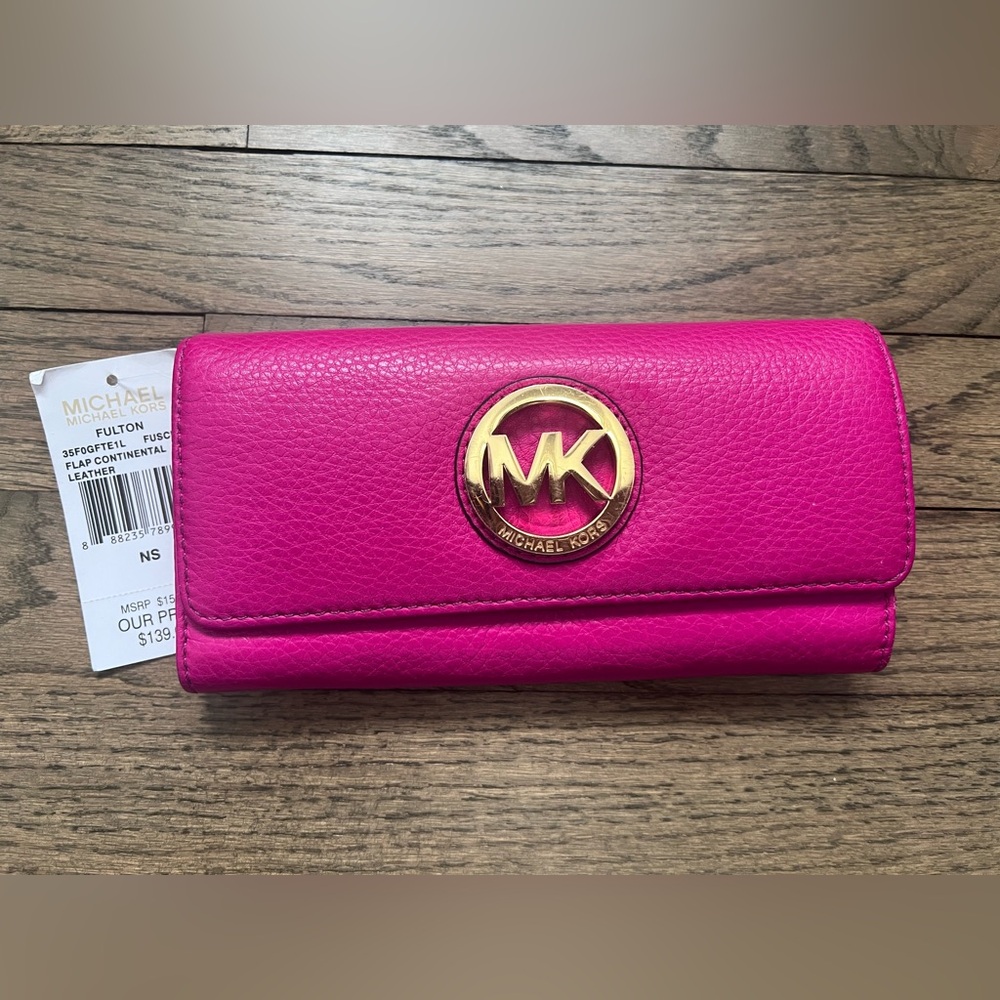 Michael Kors Fuchsia Fulton Leather Wallet